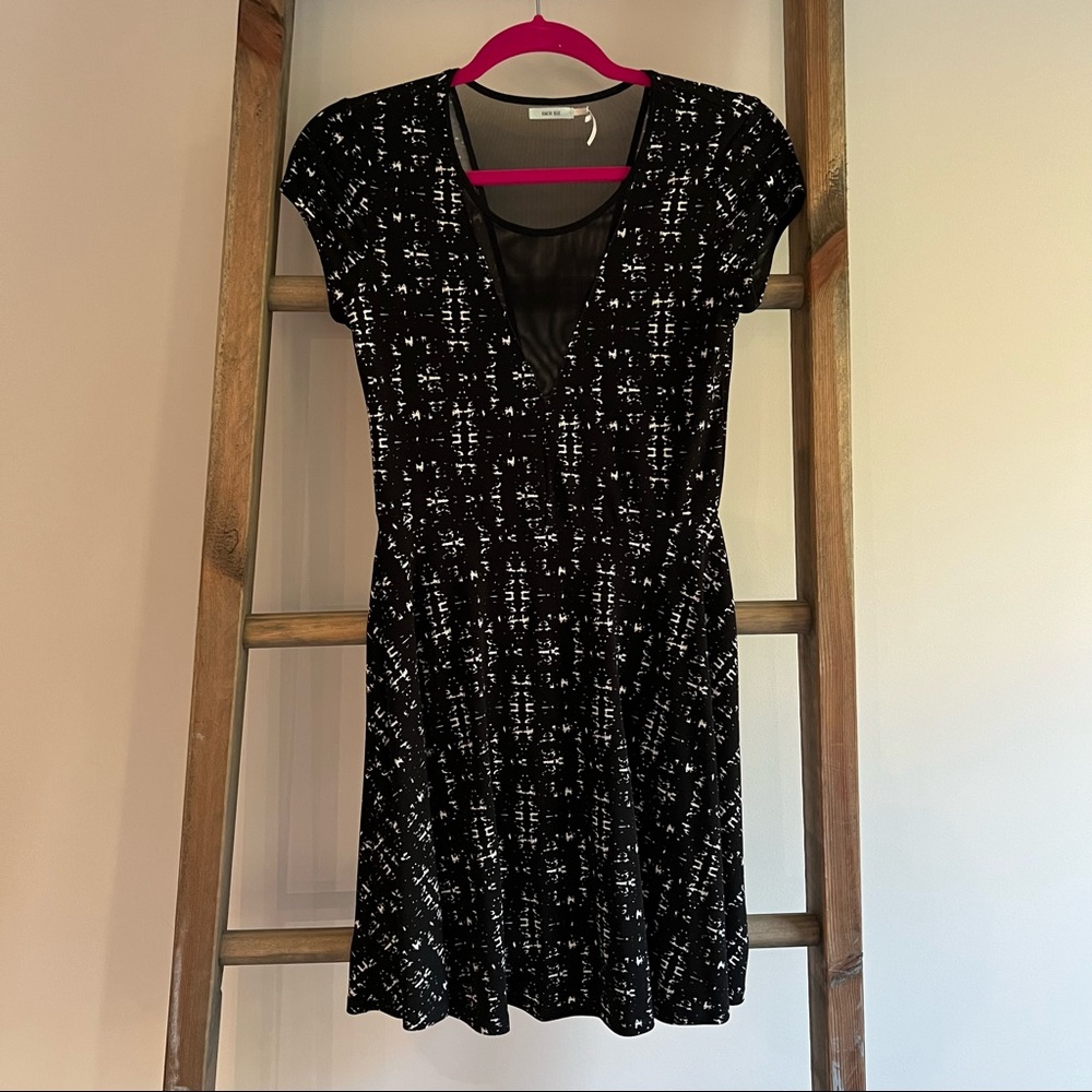 Urban Outfitters Sheer Low-V Black and White Dress